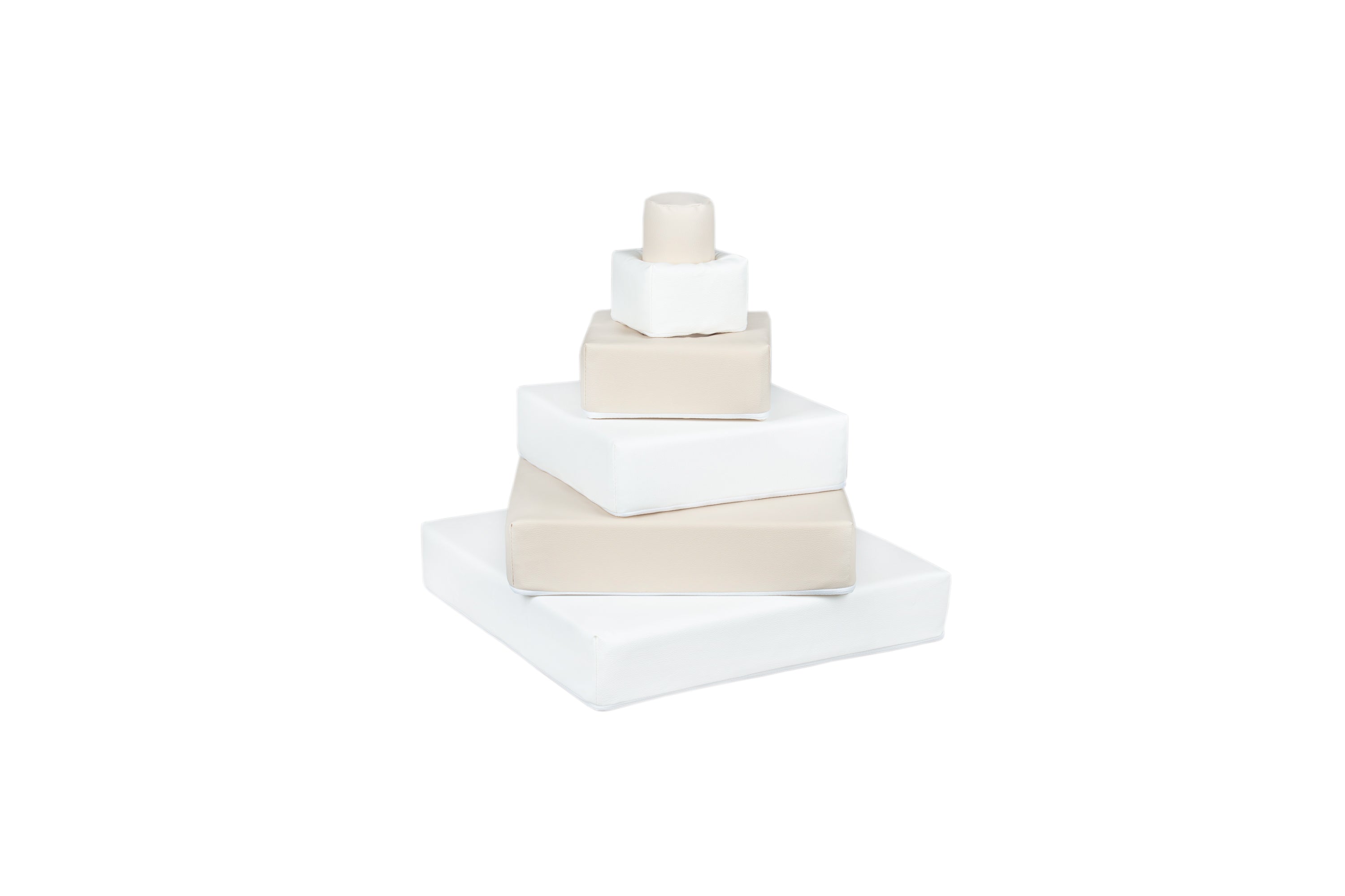 White Block Pyramid White and Beige Stacking Pyramid Blocks – The Luxury Nursery Company Ltd