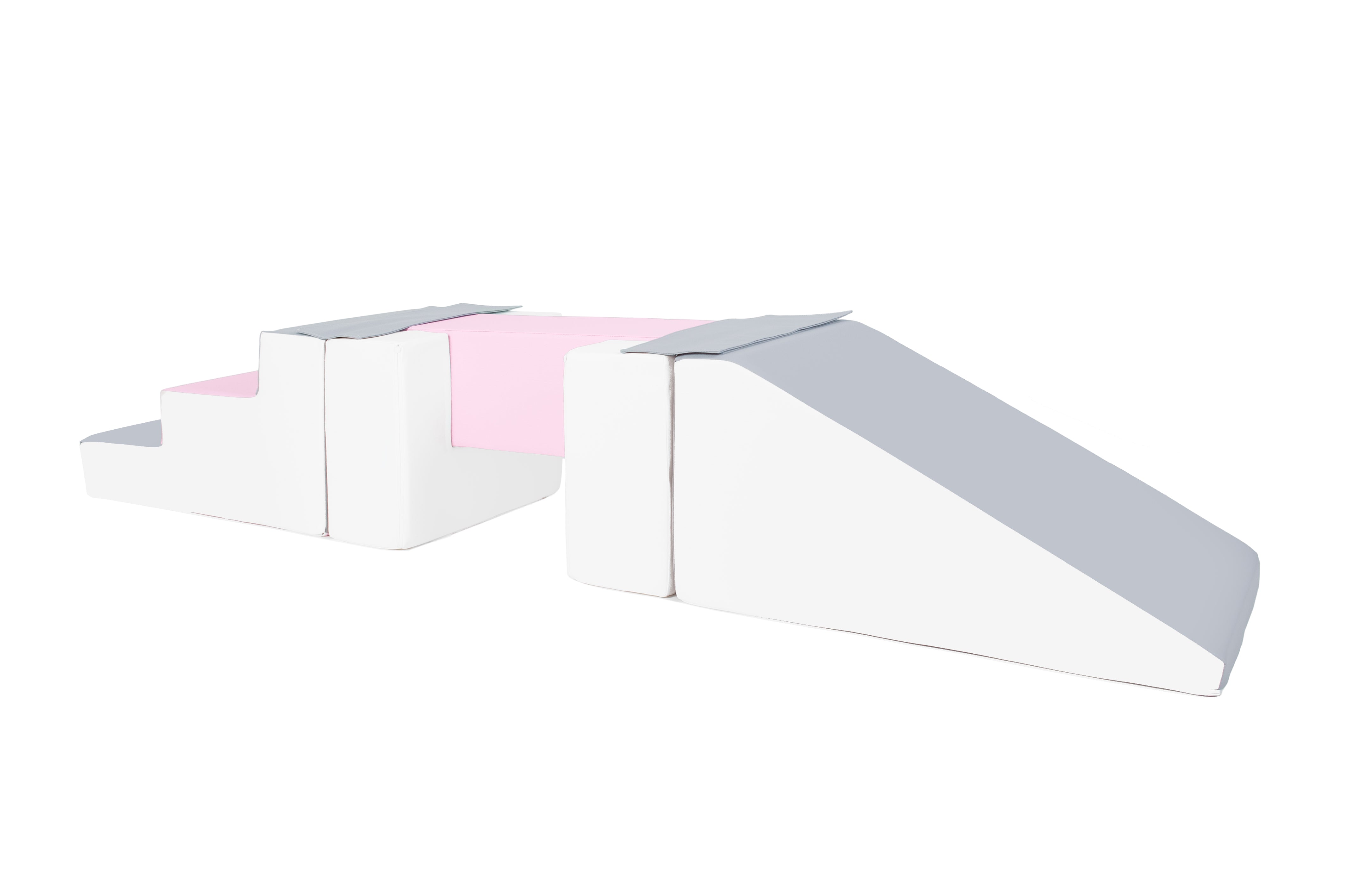 Balance Beam Step & Slide Soft Play Pink, Grey & White The Luxury