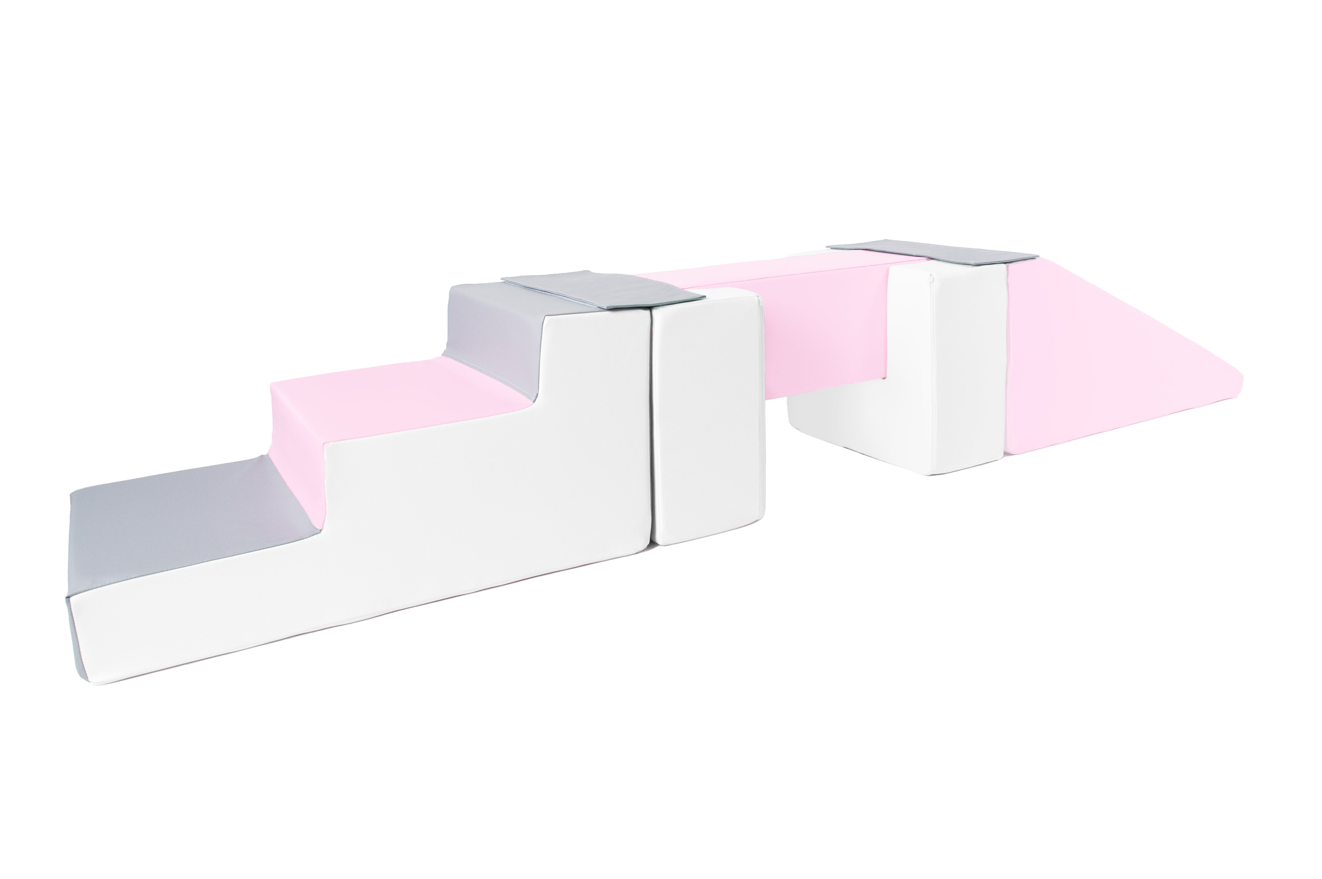 Balance Beam Step & Slide Soft Play Pink, Grey & White The Luxury