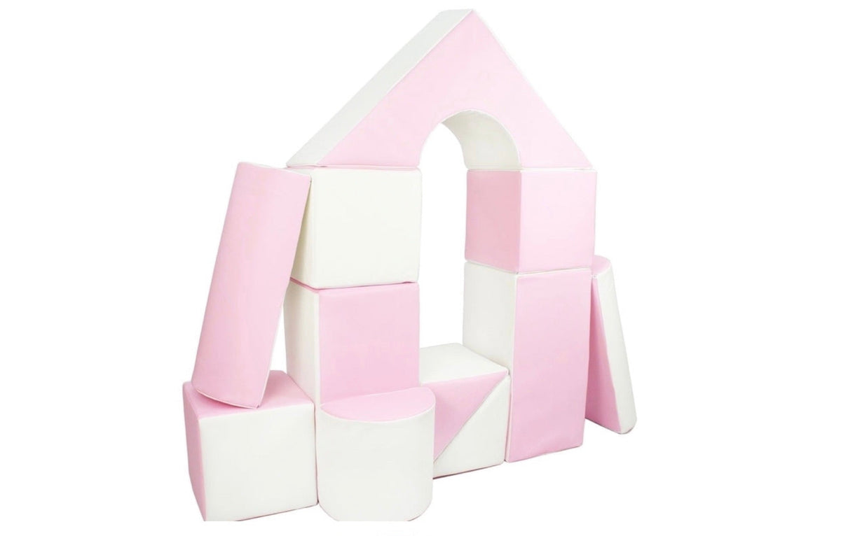 Pink Set Blocks Pastel Pink & White Large Soft Play Castle Blocks (11 blocks) – The ...